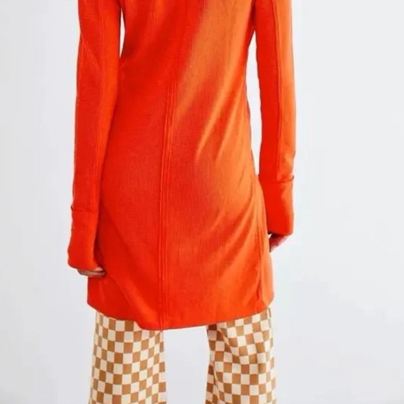 Free People We The Free Gia Ribbed Button-Down Cardigan Sweater Orange Large - Picture 3 of 8